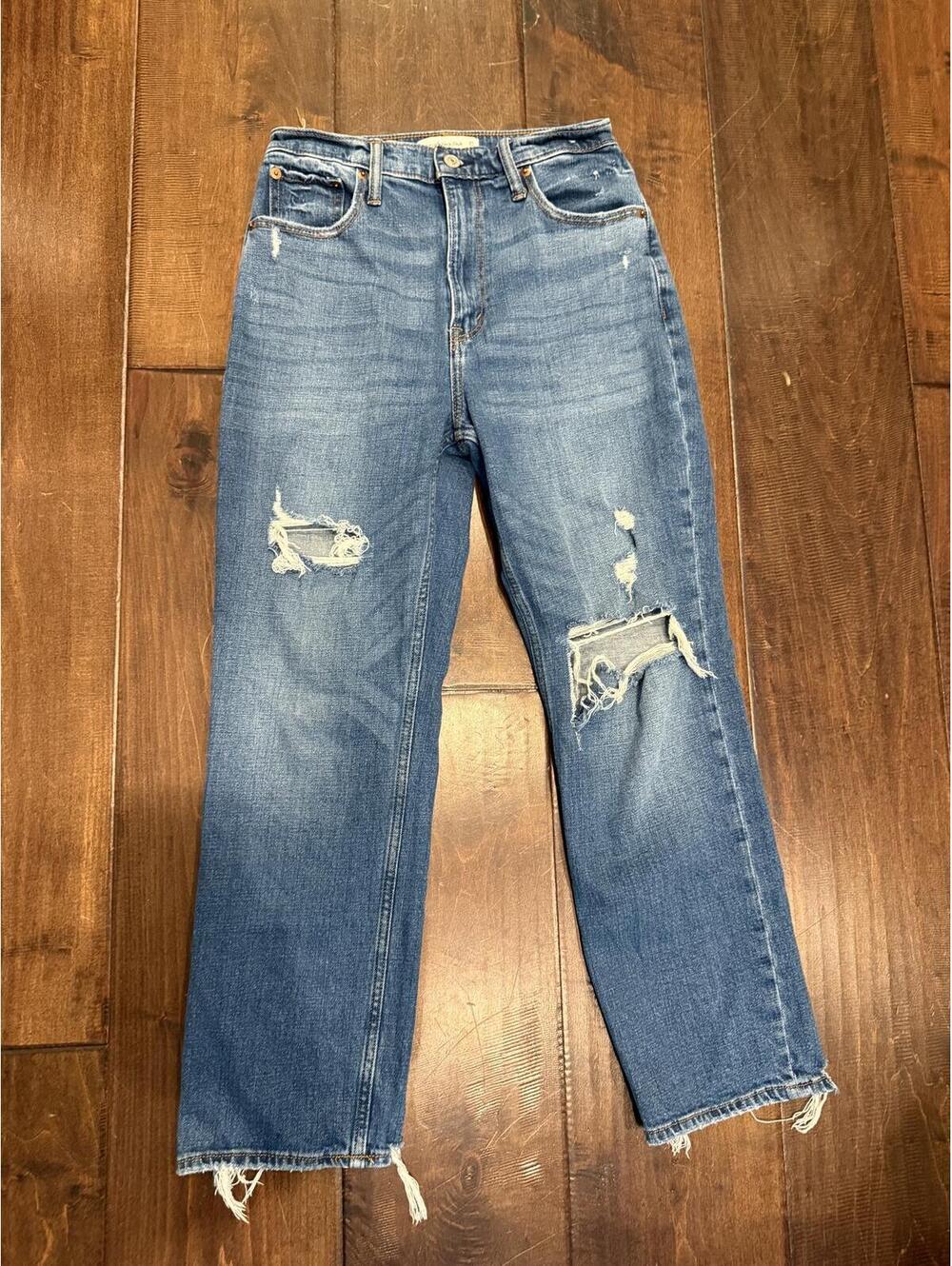 Abercrombie The Ankle Straight Ultra High Rise Distressed Jeans Size 27/4R